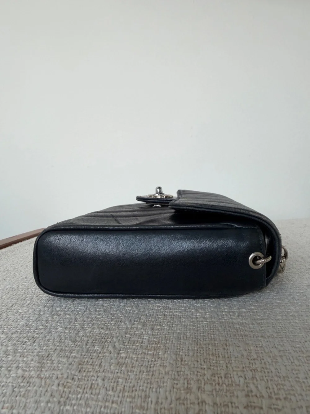 Chanel Mini Square Black Leather Crossbody Bag Vintage Rare
